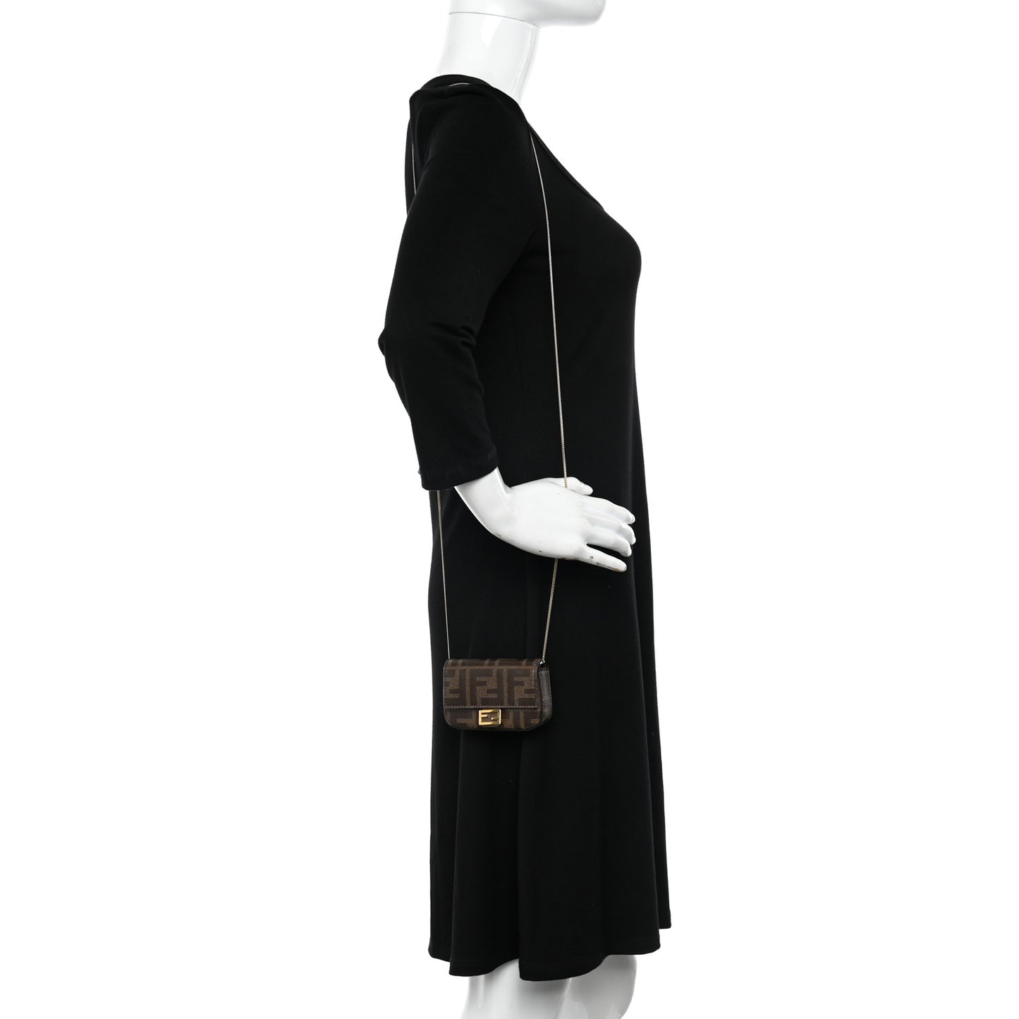 Glazed Fabric FF 1974 Nano Baguette Charm Mogano Panna