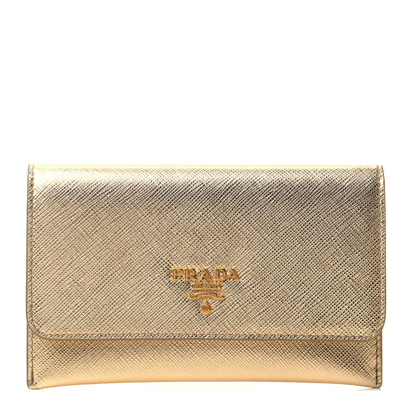 Metallic Saffiano Card Holder Platino