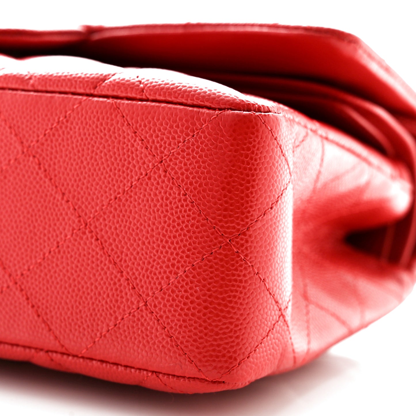 Caviar Quilted Small Double Flap Red