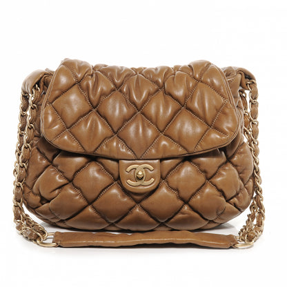 Chanel Lambskin Bubble Quilt Flap Bag Dark Beige 1 of 8
