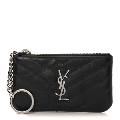 Saint Laurent Calfskin Matelasse Monogram Key Pouch Black 1 of 10