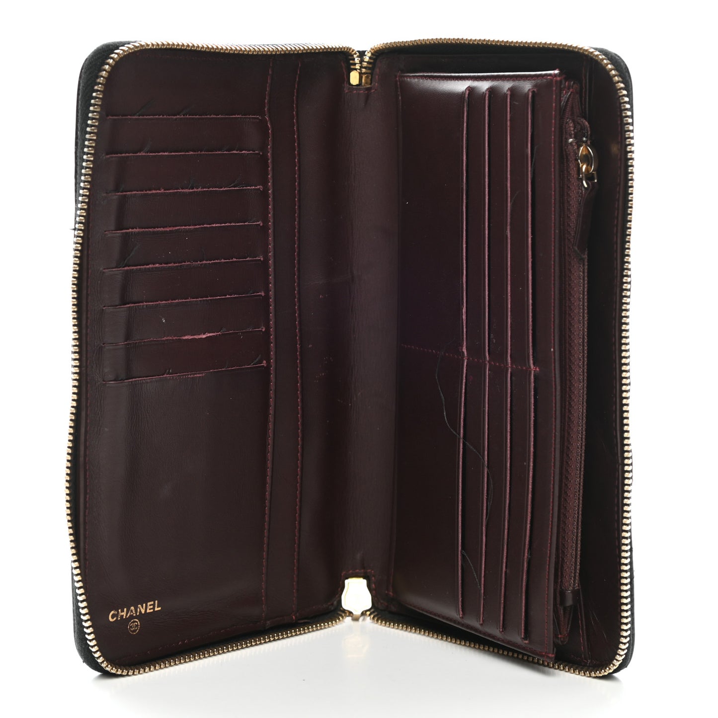 Caviar Quilted Large Zip Around Organizer Wallet Black