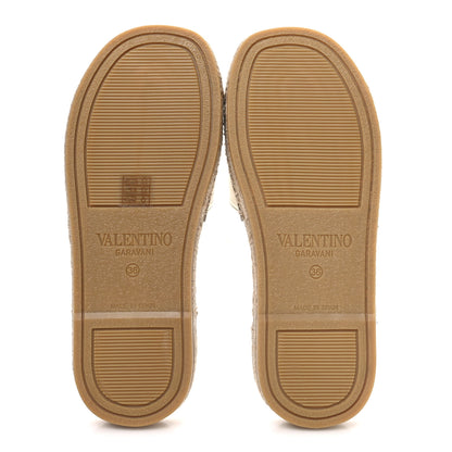 Valentino Garavani Laminated Napa Vlogo Cut Out Espadrille Flat Slide Sandals 36 Silver 7 of 10