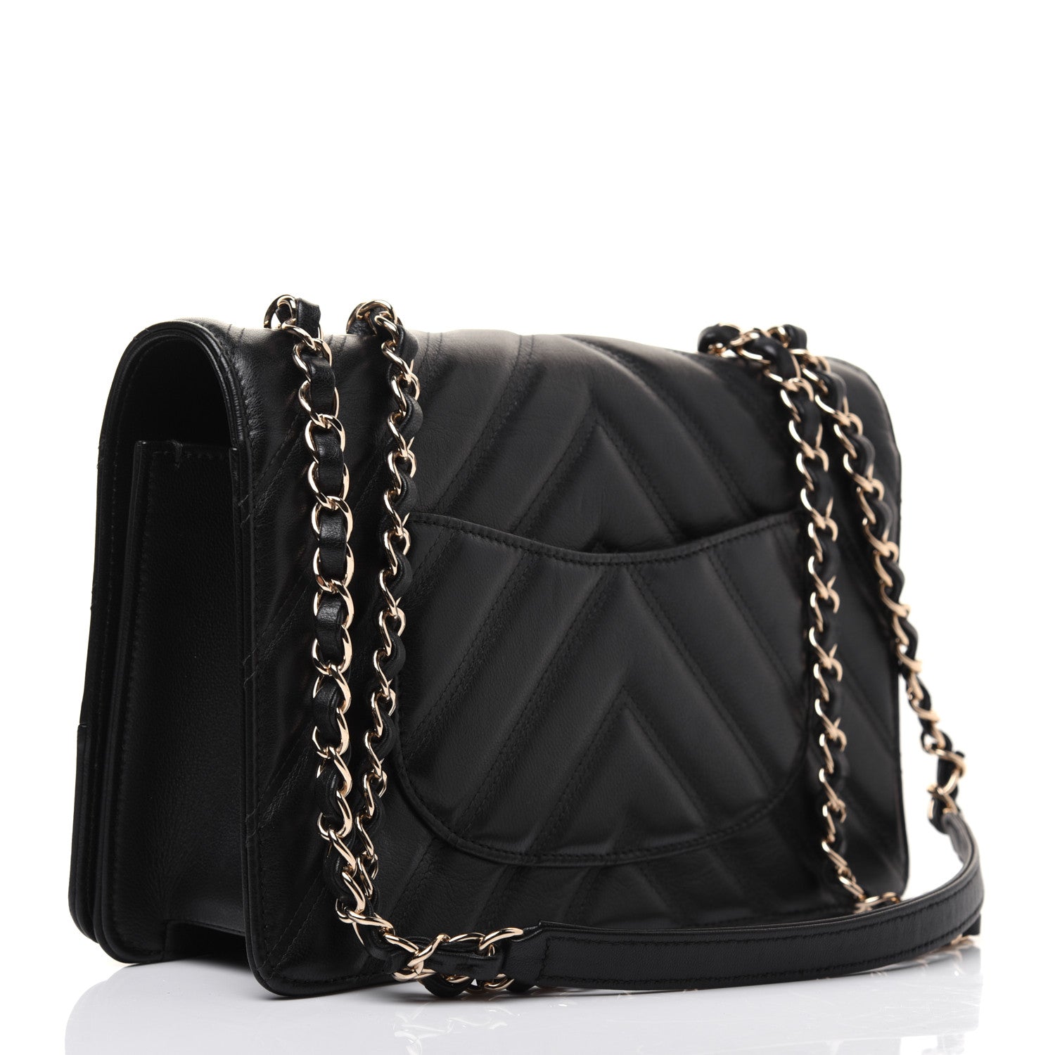 Chanel Lambskin Chevron Quilted Flap Black 3 of 21