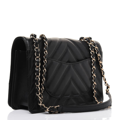 Chanel Lambskin Chevron Quilted Flap Black 3 of 21