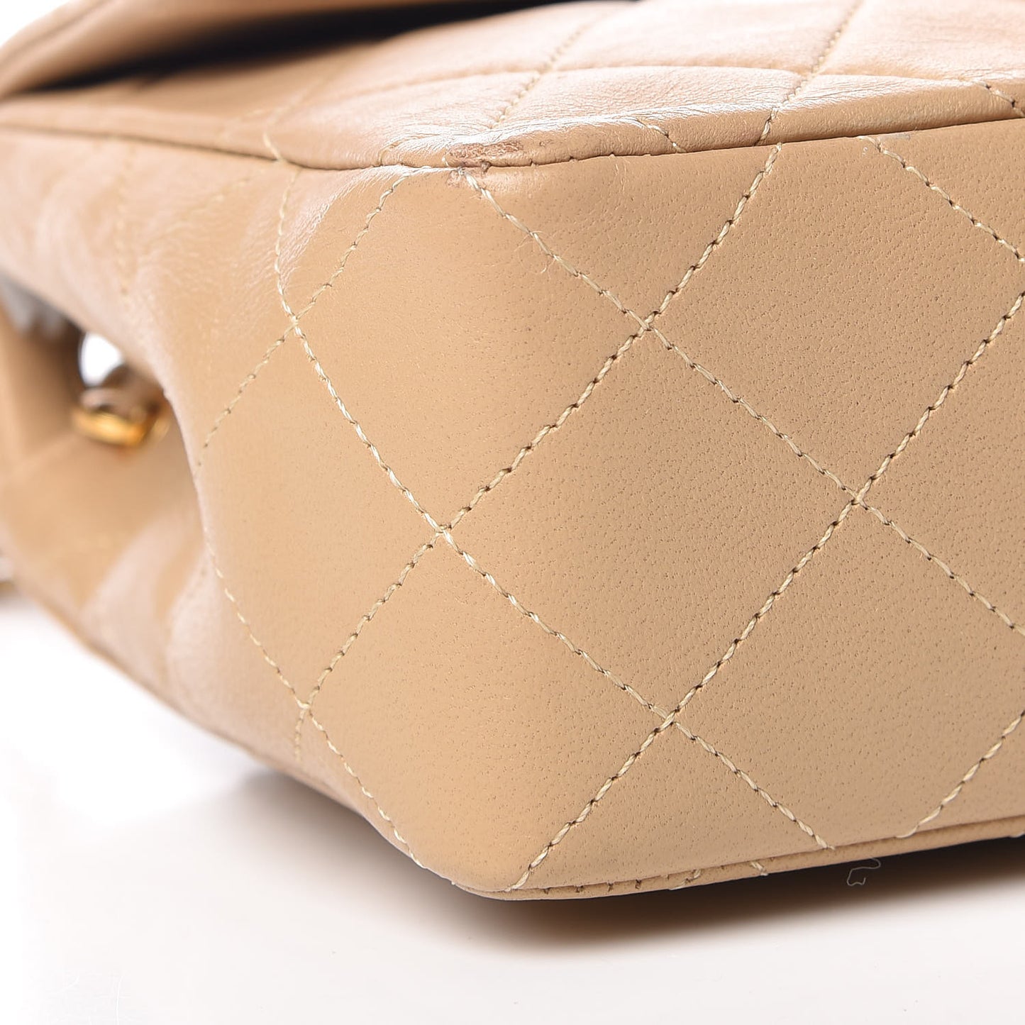 Lambskin Quilted Mini Square Flap Beige