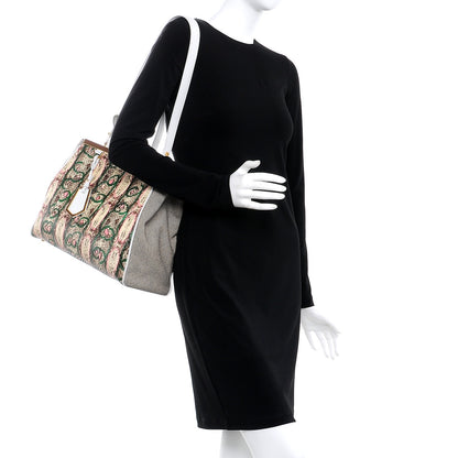 Fendi Snakeskin Canvas Medium 2Jours Tote Giada Rosa 2 of 15