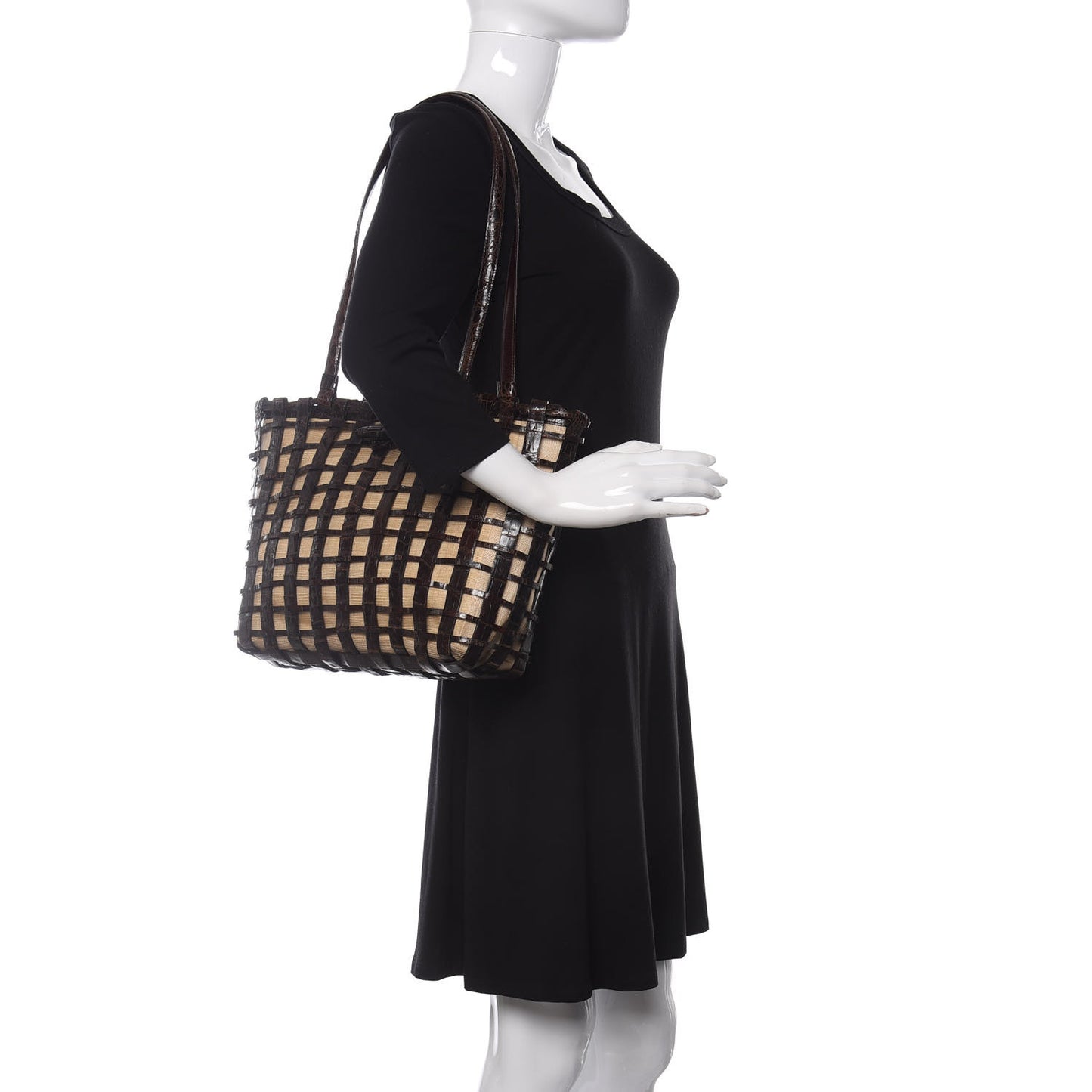 Crocodile Woven Tote Brown