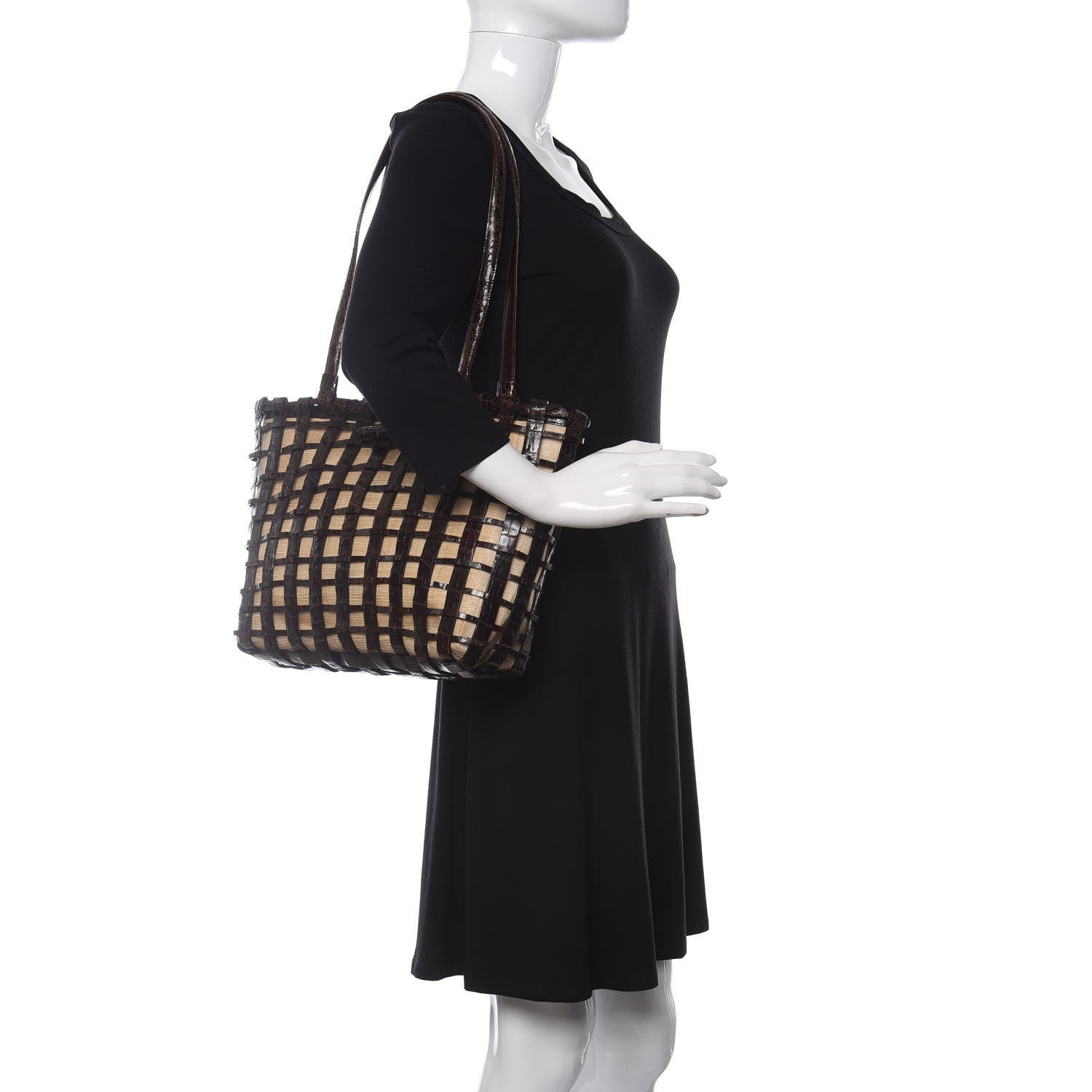 Nancy Gonzalez Crocodile Woven Tote Brown 2 of 13