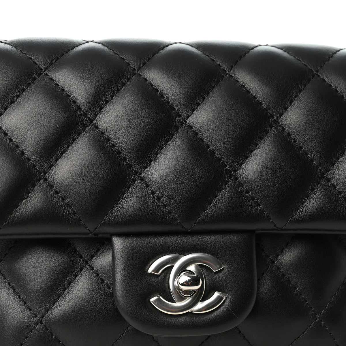 Calfskin Quilted CC Uniform Flap Belt Bag Black