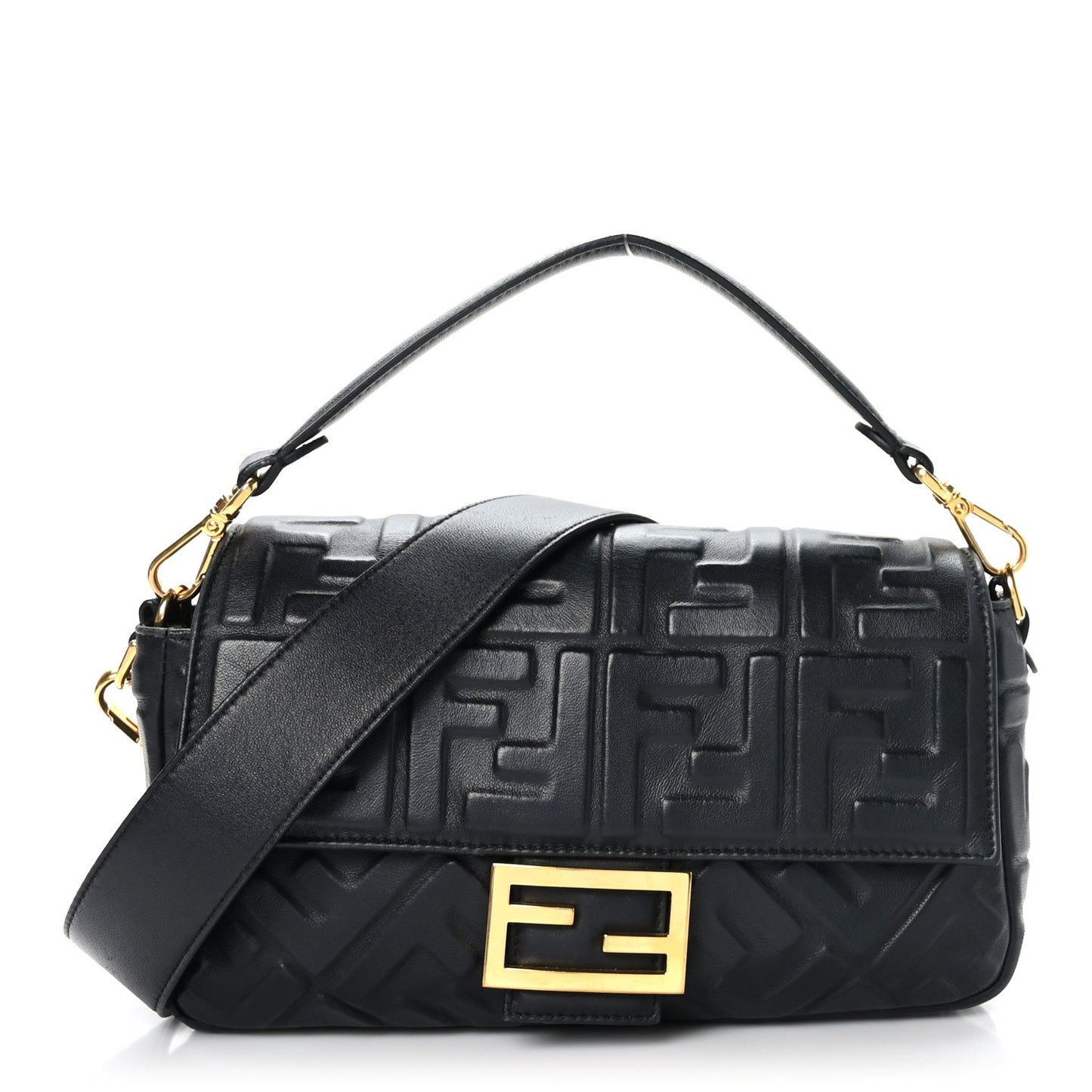 Nappa FF 1974 Embossed Baguette Black