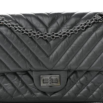 Chanel Aged Calfskin Chevron Quilted 2.55 Reissue 225 Flap Dark Grey 8 of 10