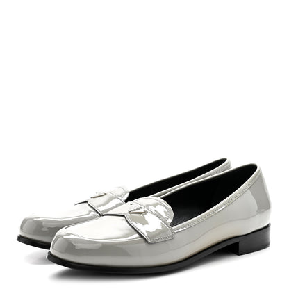 Prada Vernice Metal Triangle Logo 25mm Loafers 38 Granito 4 of 9