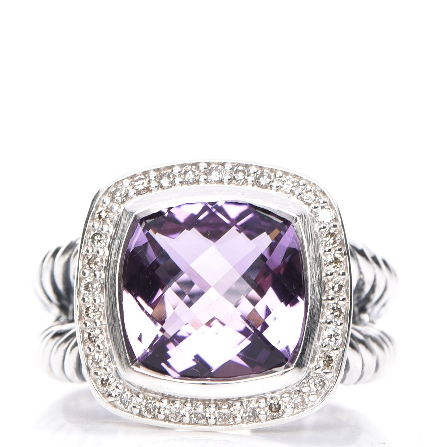 Sterling Silver Diamond Amethyst 11mm Albion Ring 53 6.5