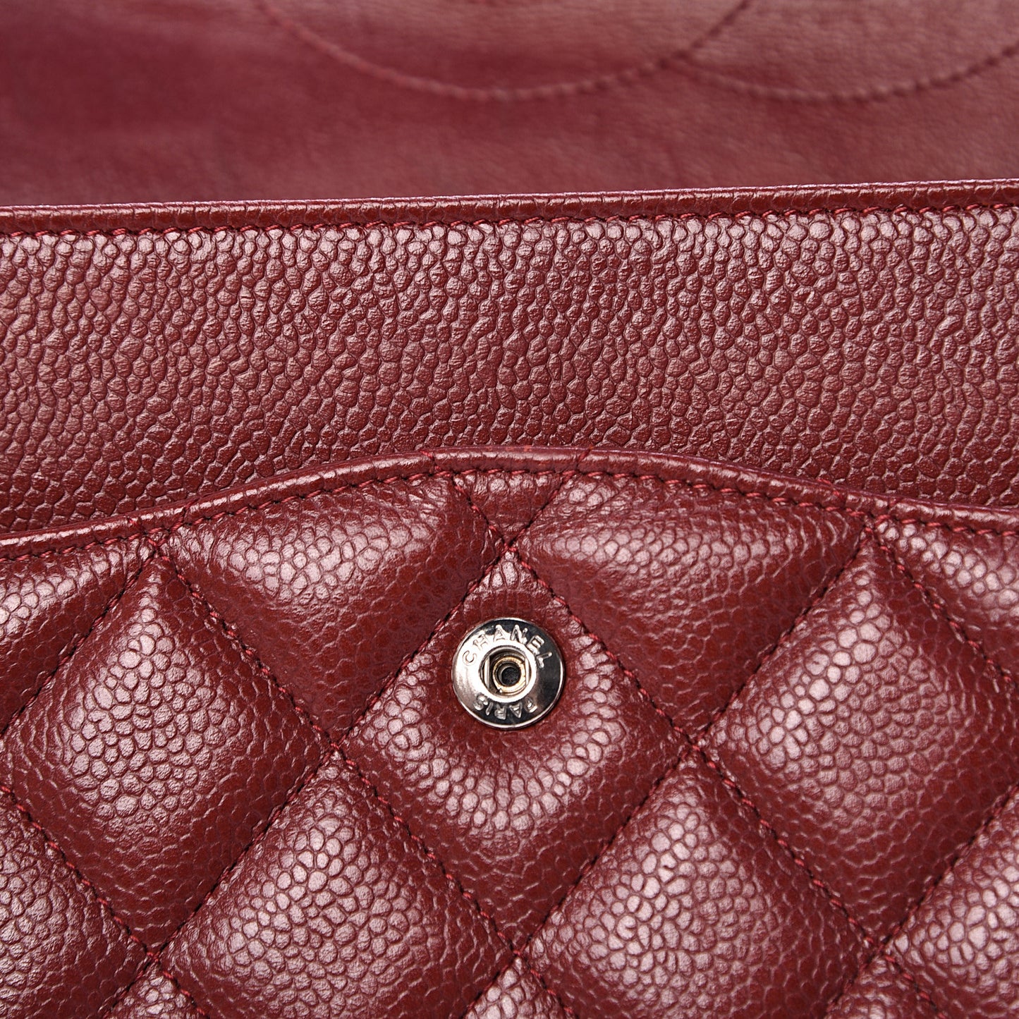 Caviar Quilted Jumbo Double Flap Dark Red