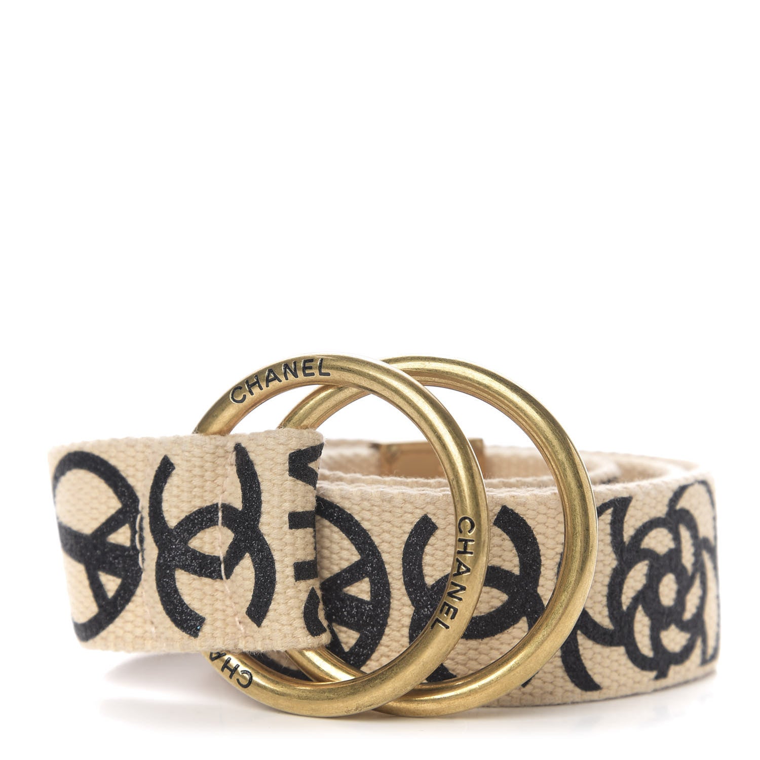 Chanel Canvas CC Logo Belt 80 32 Beige 1 of 3