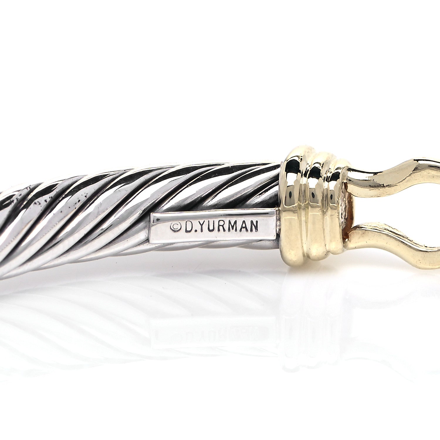 David Yurman Sterling Silver 14K Yellow Gold 5mm Cable Classic Buckle Bracelet 6 of 6