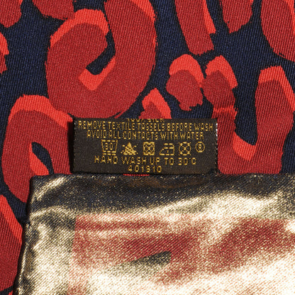 Louis Vuitton Silk Monogram Leopard Carre Tresor Square Scarf Red 5 of 5