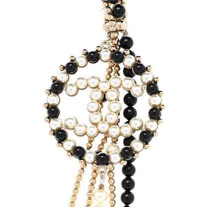 Chanel Pearl Resin Beaded CC Long Necklace Black Gold 4 of 7