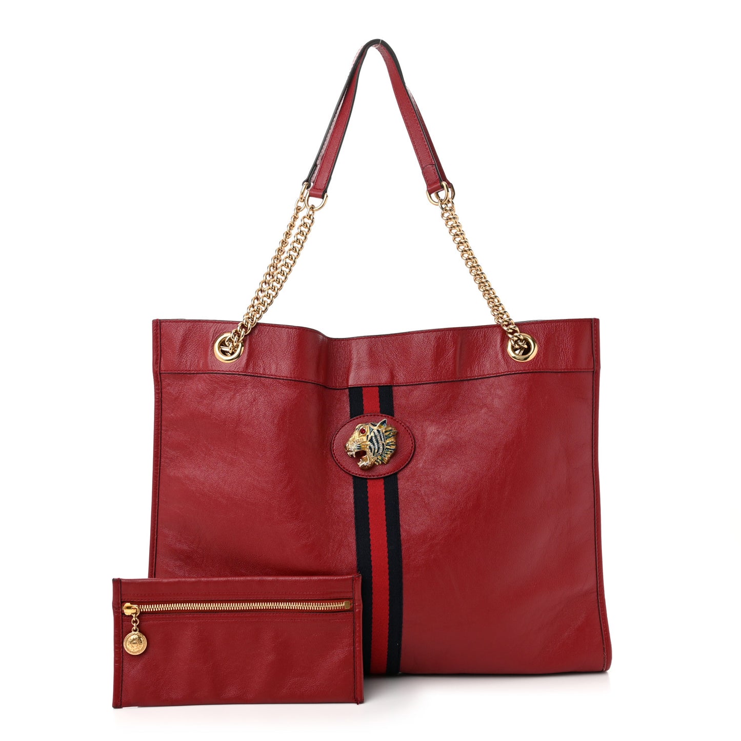 Calfskin Large Rajah Chain Tote Romantic Cherry