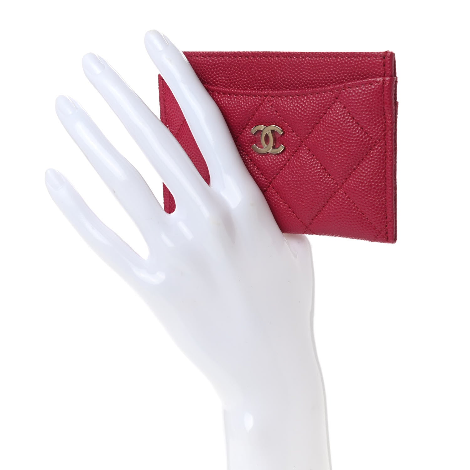 Chanel Caviar Quilted Card Holder Dark Pink 2 of 7
