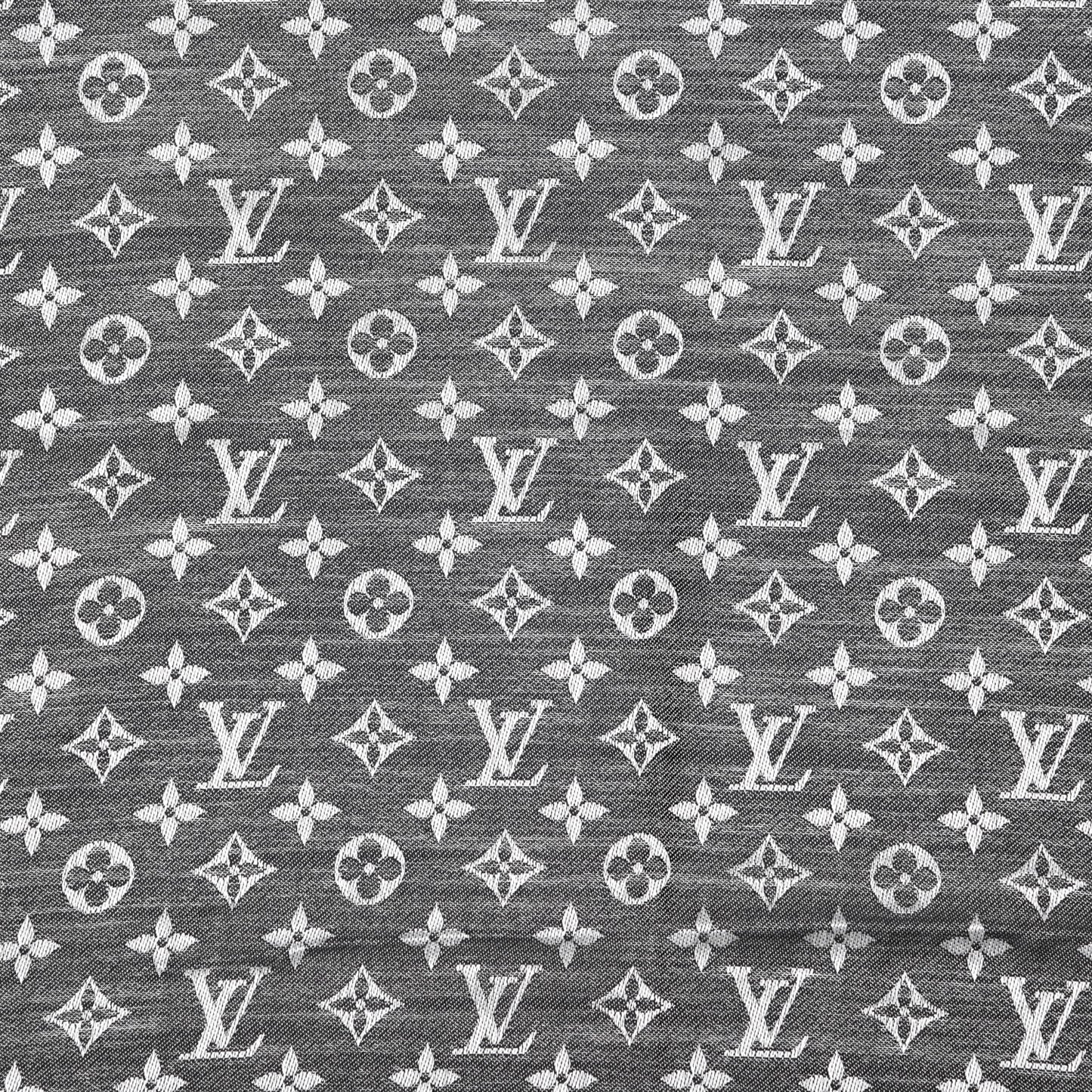 Wool Silk Monogram Denim Shawl Black