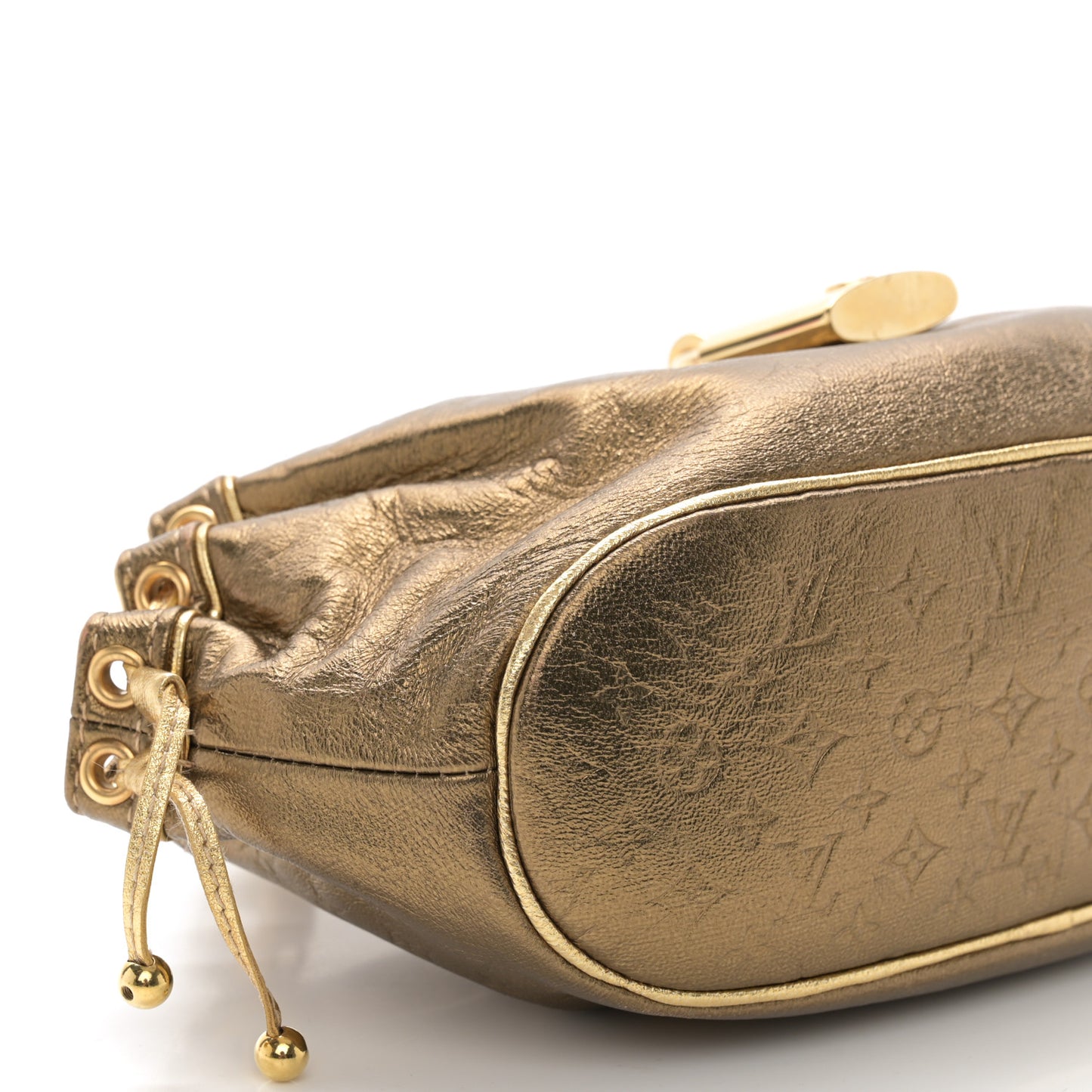 Metallic Calfskin Monogram Embossed Theda PM Gold