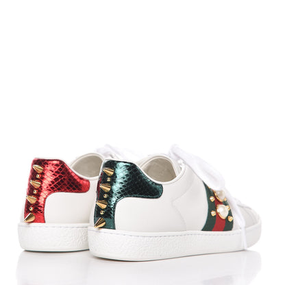 Gucci Calfskin Web Pearl Studded Ace Sneakers 36 White 4 of 9
