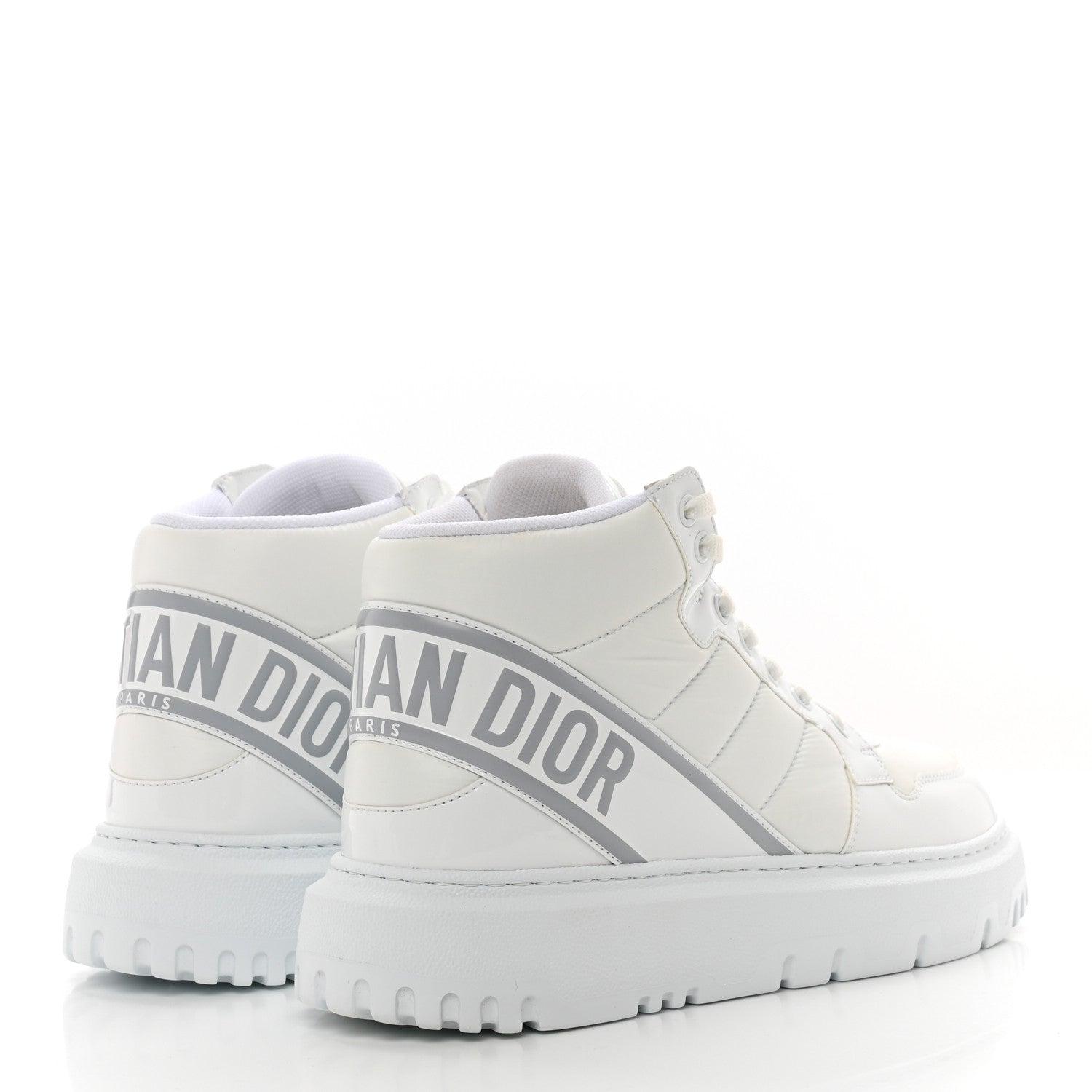 Christian Dior Nylon Fabric Womens D-Player High Top Sneakers 39.5 White Grey 4 of 9