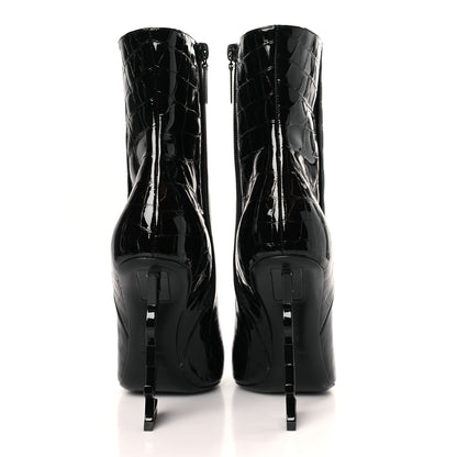 Saint Laurent Alligator Embossed Patent Calfskin Opyum 110 Ankle Boots 39 Black 5 of 10