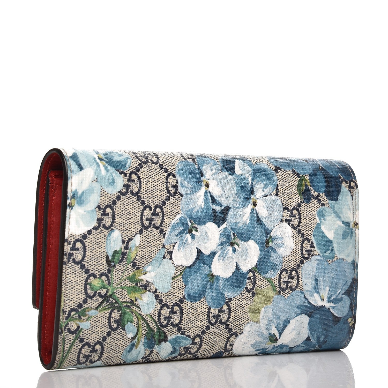 Gucci GG Supreme Monogram Blooms Continental Wallet Blue 3 of 9