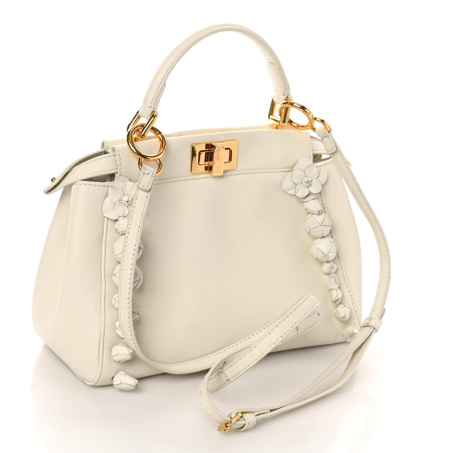 Nappa Rosebud Mini Peekaboo Iconic Satchel Bianco