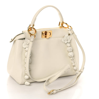 Fendi Nappa Rosebud Mini Peekaboo Iconic Satchel Bianco 3 of 11
