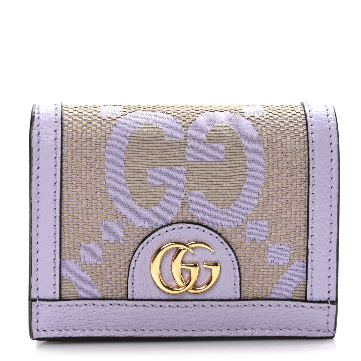 Monogram Jumbo GG Textured Dollar Calfskin Ophidia Card Case Beige Lapis
