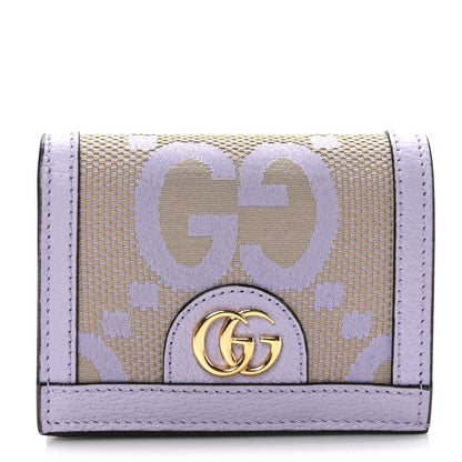 Gucci Monogram Jumbo GG Textured Dollar Calfskin Ophidia Card Case Beige Lapis 1 of 8