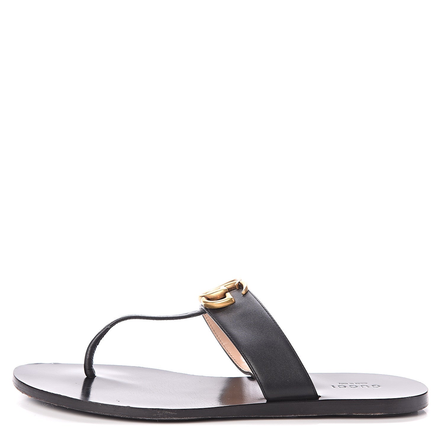 Gucci Calfskin GG Marmont Thong Sandals 38 Black 1 of 7