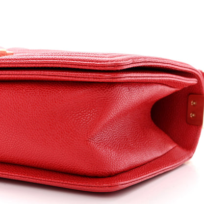 Chanel Caviar Chevron Quilted Medium Boy Flap Red 11 of 11