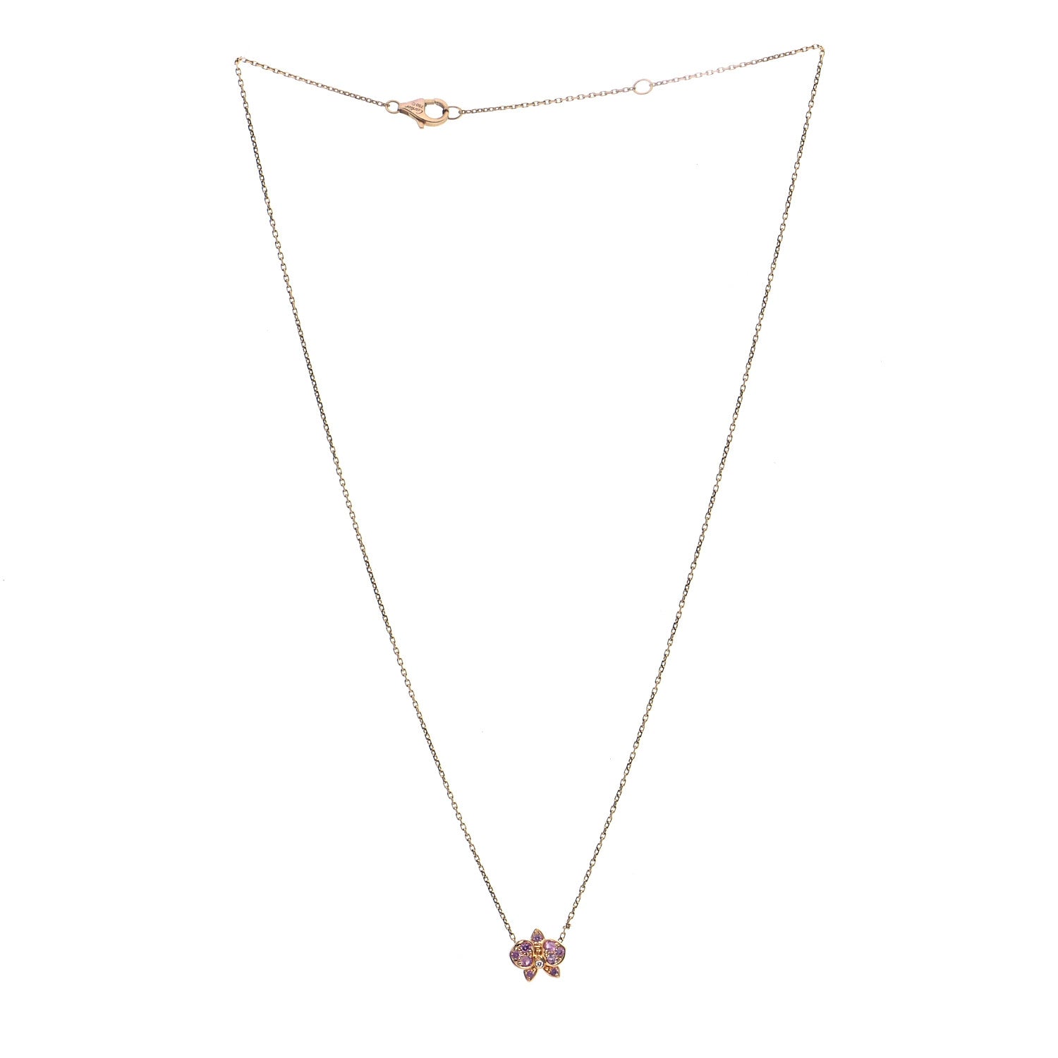 Cartier 18K Pink Gold Pink Sapphire Diamond Caresse D'Orchidees Par Cartier Necklace 2 of 6