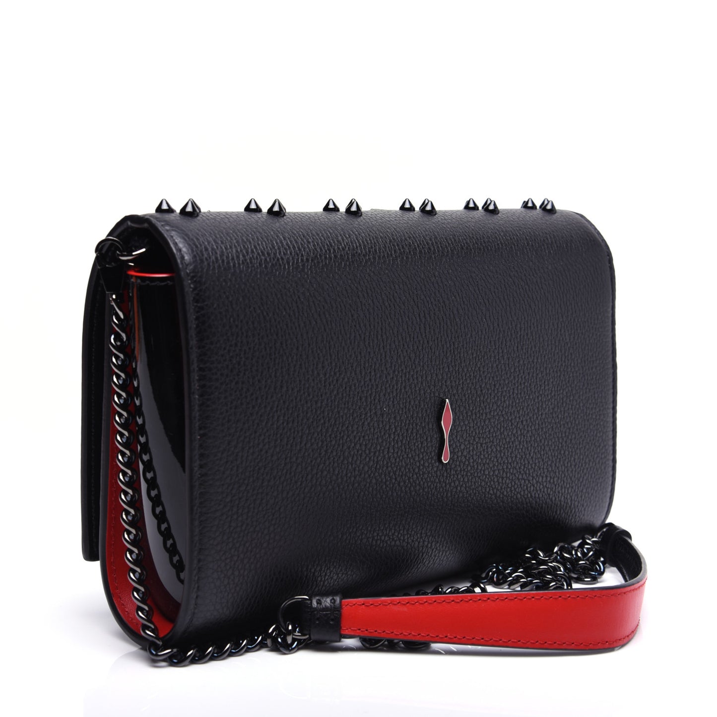 Calfskin Spikes Loubinthesky Paloma Clutch Black