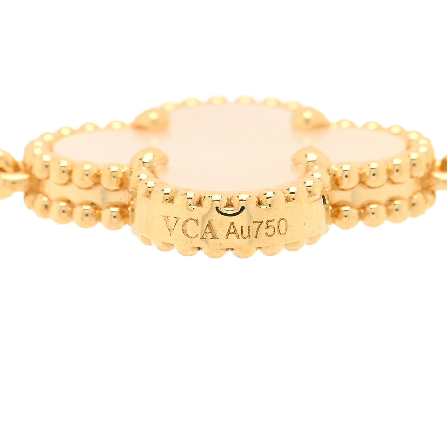 18K Yellow Gold Mother of Pearl 5 Motifs Vintage Alhambra Bracelet