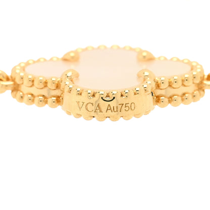 Van Cleef & Arpels 18K Yellow Gold Mother of Pearl 5 Motifs Vintage Alhambra Bracelet 3 of 3