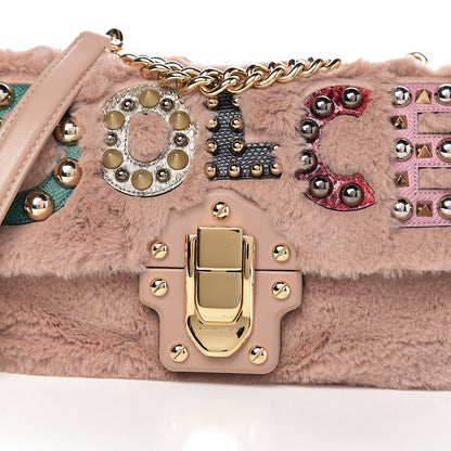 Dolce & Gabbana Faux Fur Watersnake Embellished Lucia Shoulder Bag Pink 20 of 20