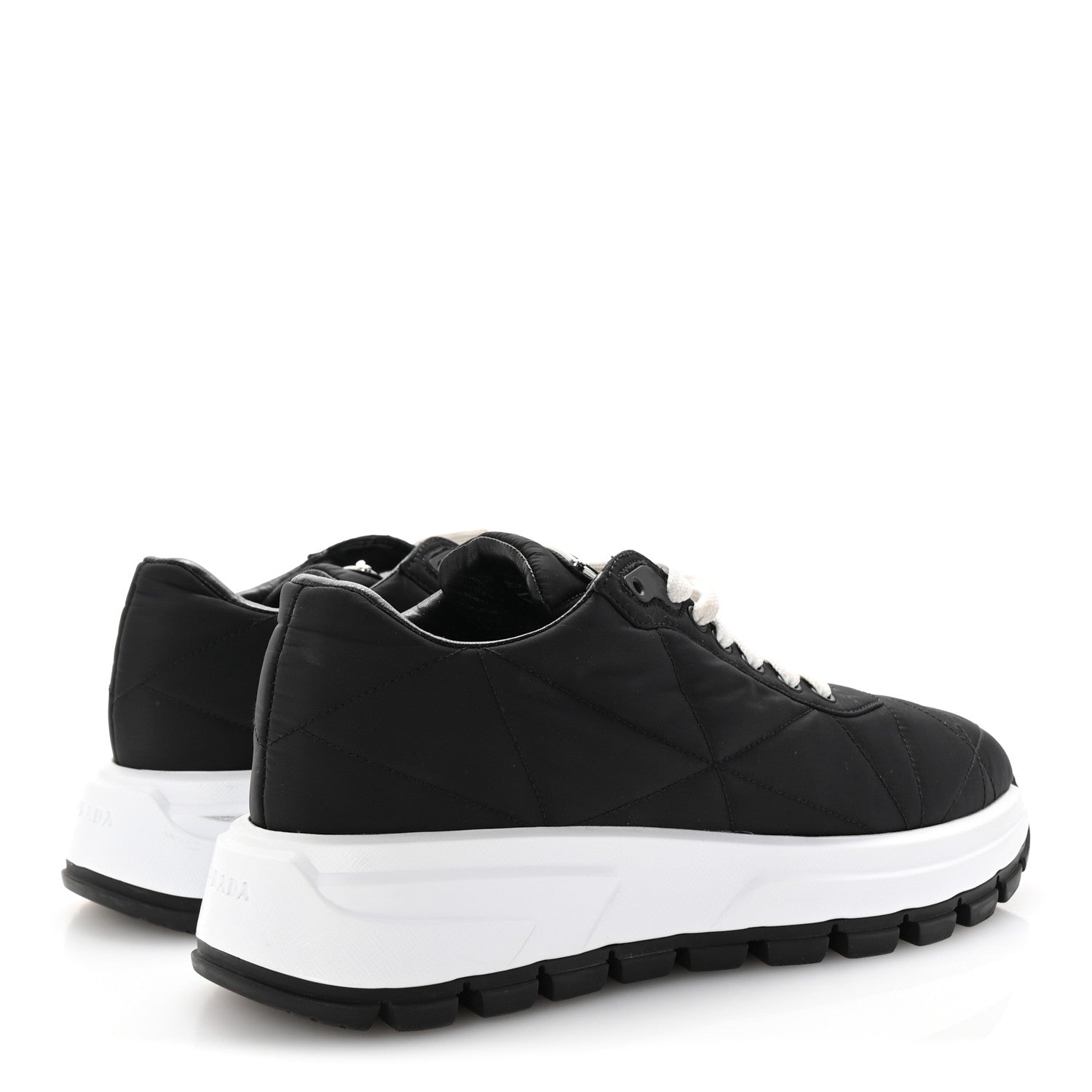 Prada Re-Nylon Piuma Metal Triangle Logo Quilted 45mm Sneakers 40 Black 5 of 9