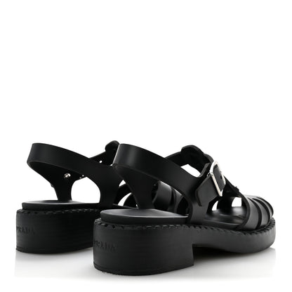 Prada Foam Rubber Metal Triangle Logo 50mm Cage Sandals 39 Black 5 of 10