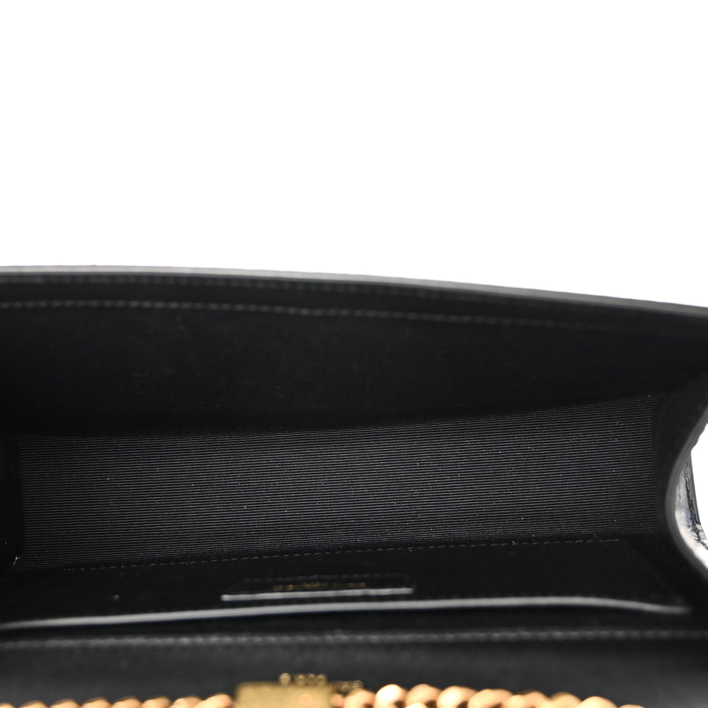 Calfskin Crocodile Embossed Medium Classic Monogram Kate Tassel Satchel Black Blue