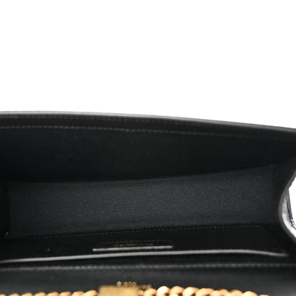 Saint Laurent Calfskin Crocodile Embossed Medium Classic Monogram Kate Tassel Satchel Black Blue 5 of 11