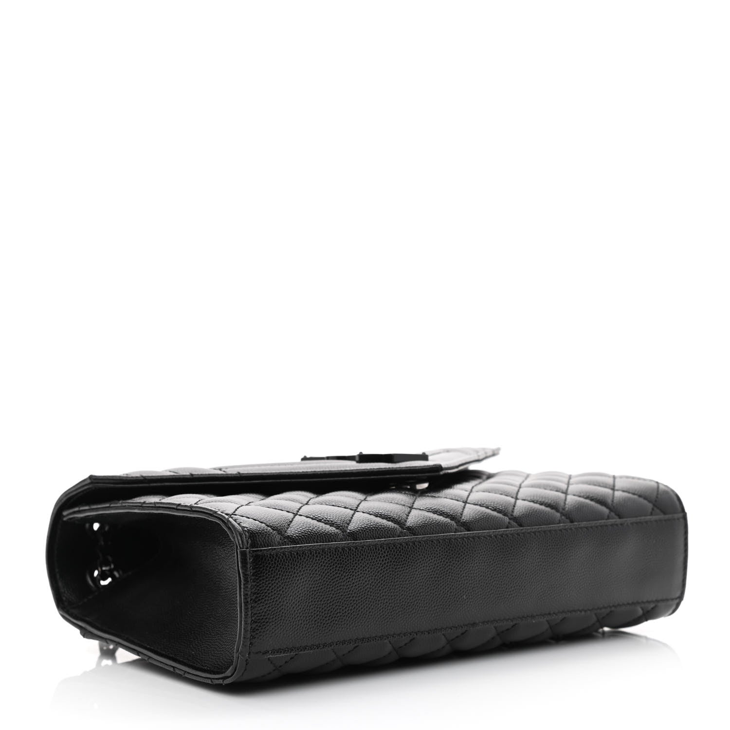 Saint Laurent Grain De Poudre Textured Mixed Matelasse Triquilt Medium Monogram Monochrome Satchel Black 4 of 12