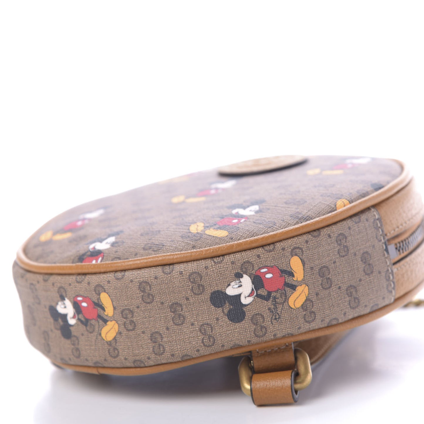 X DISNEY Mini Vintage GG Supreme Monogram Mickey Mouse Round Backpack Beige Vintage Sun Oil