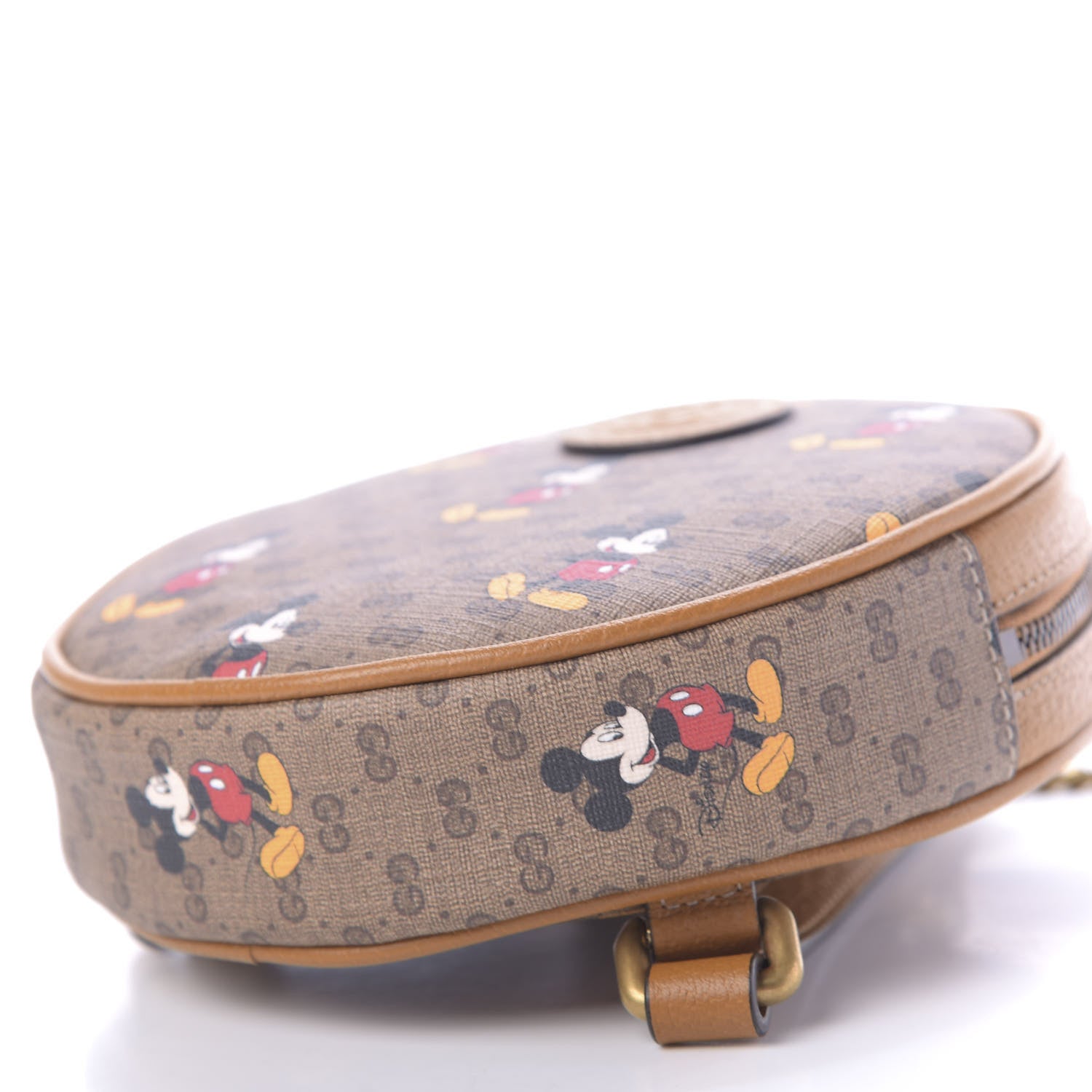 Gucci X DISNEY Mini Vintage GG Supreme Monogram Mickey Mouse Round Backpack Beige Vintage Sun Oil 6 of 11