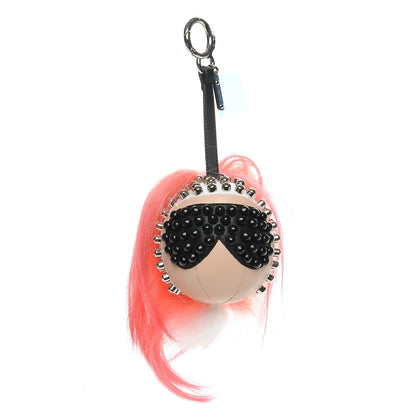 Fendi Lambskin Goat Fur Studded Punkarlito Bag Charm Azalea 1 of 7
